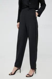 Kalhoty Emporio Armani dámské, černá barva, jednoduché, high waist #5089518
