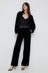 Kalhoty Emporio Armani dámské, černá barva, široké, high waist #5668820