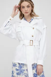Plátěná bunda Emporio Armani bílá barva, oversize, hladká #5737896
