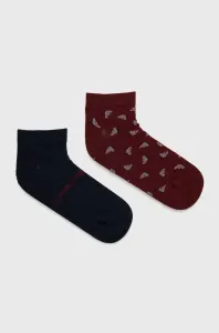 Ponožky Emporio Armani Underwear (2-pack) pánské, vínová barva