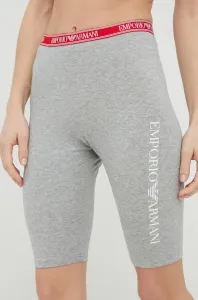 Kraťasy Emporio Armani Underwear dámské, šedá barva, s potiskem, medium waist