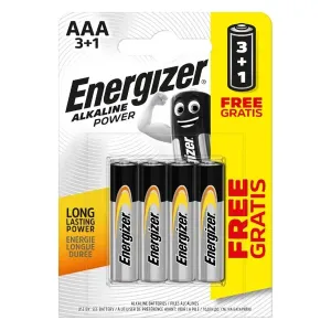 Energizer tužková baterie AAA, 3+1 zdarma