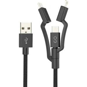 Epico opletený kabel 3in1 (USB-C, MicroUSB a Lightning to USB-A) - černý
