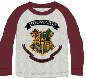 EPlus Chlapecké tričko s dlouhým rukávem - Hogwarts, bílo-černé Velikost - děti: 158
