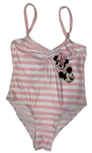 EPlus Jednodílné plavky - Minnie Mouse pruhované růžové Velikost - děti: 128/134