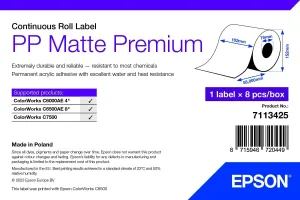 Epson 7113425 PP Matte, pro ColorWorks, 102mmx55m, polypropylen, bílé samolepicí etikety