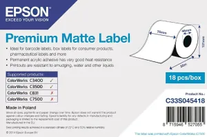Epson C33S045418 Premium Matte, pro ColorWorks, 76mmx35m, bílé samolepicí etikety #333908