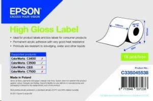 Epson C33S045538 High Gloss, pro ColorWorks, 102mmx33m, bílé samolepicí etikety #325456