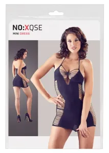 NO:XQSE - na boku síťované šaty s řemínkem na krk a tangama (černé)