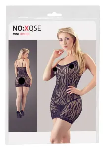 NO:XQSE - průhledné tygrované pruhované šaty s tangama - černé (S-L)