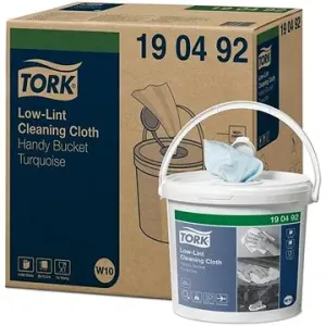 TORK Low-Lint, 200 útržků, 30 × 16,5 cm, 60 m, 1 vr., tyrkysové, v kbelíku, W10