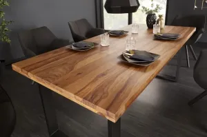 Estila Industriální designový jídelní stůl Steele Craft z masivního dřeva palisandr s černými nohama 180cm