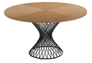 Estila Skandinávský kulatý jídelní stůl Nordica Clara z dřeva světle hnědé barvy s černou kovovou podstavou 137cm