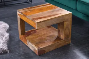 Estila Designový čtvercový konferenční stolek Giant z masivního dřeva sheesham hnědé barvy 45cm