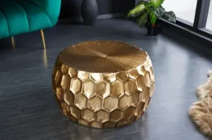 Estila Designový orientální konferenční stolek Himare kulatého tvaru zlaté barvy z kovu 70cm