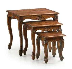 Estila Luxusní sada tří rustikálních konferenčních stolků M-Vintage z masivního dřeva
