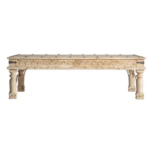 Estila Orientální konferenční stolek do obývacího pokoje Vallexa z masivního teakového dřeva s bohatým ornamentálním vyřezáváním 150cm