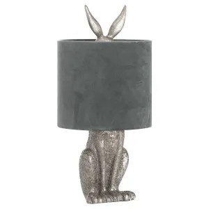 Estila Designová stolní lampa Jarron Silver s podstavcem ve tvaru králíka as černým stínítkem 50cm