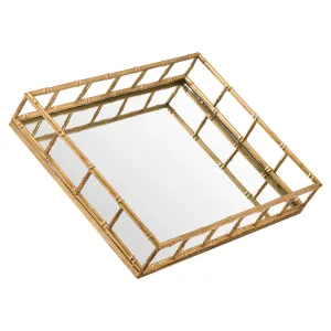 Estila Set dvou zrcadlových podnosů Trasulfa se zlatou kovovou konstrukcí 48cm