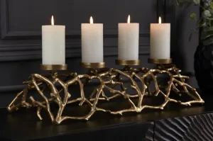 Estila Designový svícen na čtyři svíce Cuerna ve zlaté barvě s konstrukcí z kovu 60cm