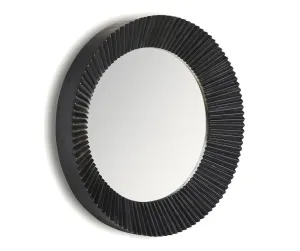 Estila Luxusní moderní černé kulaté nástěnné zrcadlo Plissé Nero se skládaným designem rámu 92 cm