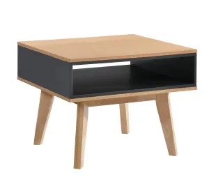 Estila Skandinávský příruční stolek Nordica Clara ve světle hnědé barvě s černým otevřeným prostorem provedení dub 60cm