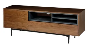 Estila Moderní hnědý TV stolek Vidar ve skandinávském stylu s černými kovovými nožičkami 152cm