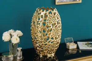 Estila Art deco kovová váza Hoja ve zlatém provedení 40cm