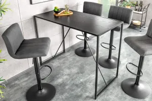 Estila Moderní barový stůl Industria negra s dřevěnou vrchní deskou a kovovými nožičkami v industriálním stylu černá 120 cm