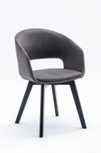 Estila Design modern Lena dining chair with gray upholstery and black wooden legs 79cm