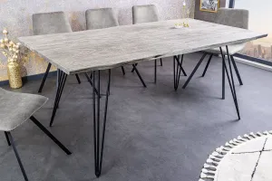 Estila Industriální obdélníkový jídelní stůl Moonlight se světlou šedou vrchní deskou z akáciového masivu 140 cm