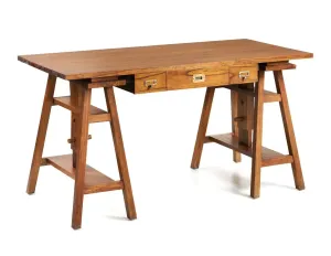 Estila Klasický dřevěný psací stůl Star s výškově nastavitelným mechanismem 152cm