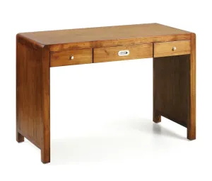 Estila Koloniální kancelářský stolek Flash z masivního dřeva Mindi v hnědé barvě se třemi zásuvkami 110cm