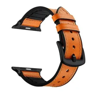 Eternico Leather and Silicone Band pro Apple Watch 38mm / 40mm / 41mm oranžový