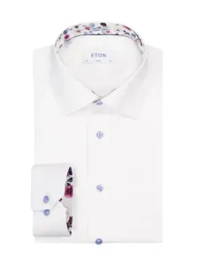 Nadměrná velikost: Eton, Keprová košile s podložením na vnitřní straně límce a manžetách Bílá #5435008