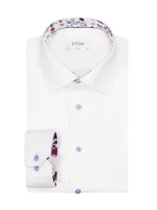 Nadměrná velikost: Eton, Keprová košile s podložením na vnitřní straně límce a manžetách Bílá