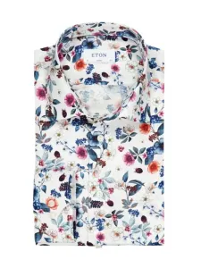 Nadměrná velikost: Eton, Košile z kepru s květinovým vzorem Námořnická Modrá