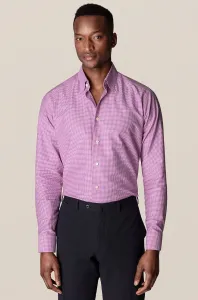Košile Eton pánská, vínová barva, regular, s klasickým límcem #1950770