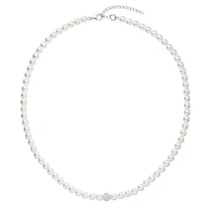 Evolution Group Perlový náhrdelník bílý s krystaly Swarovsky 32063.1