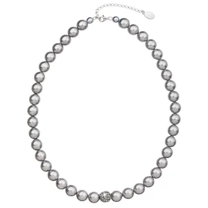 Evolution Group Perlový náhrdelník s korálkem s krystaly Preciosa 32011.3 light grey