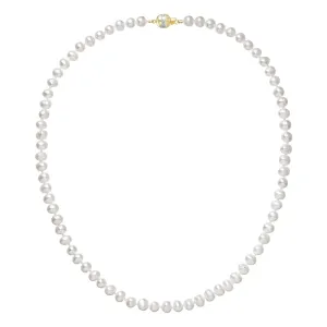 Evolution Group Perlový náhrdelník z říčních perel se zapínáním ze 14 karátového zlata 922001.1/9266A bílý