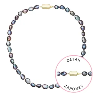 Evolution Group Perlový náhrdelník z říčních perel se zapínáním ze 14 karátového zlata 922027.3/9267A peacock