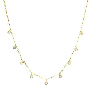 Evolution Group Pozlacený stříbrný náhrdelník s 9 malými kulatými zirkonky 12056.1 crystal
