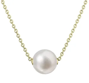 Evolution Group Pozlacený stříbrný náhrdelník s pevnou bílou říční perlou na řetízku 22047.1