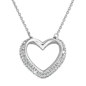 Evolution Group Stříbrný náhrdelník s krystaly Swarovski bílé srdce 32027.1