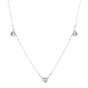 Evolution Group Stříbrný náhrdelník s krystaly Swarovski růžové srdce 72060.3