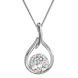 Evolution Group Stříbrný náhrdelník se Swarovski krystaly kapka 32075.2 bílá s ab efektem