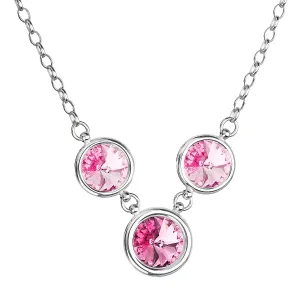 Evolution Group Stříbrný náhrdelník se Swarovski krystaly růžový kulatý 32033.3 rose