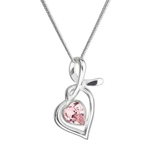 Evolution Group Stříbrný náhrdelník se Swarovski krystaly srdce růžové 32071.3