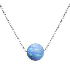 Evolution Group Stříbrný náhrdelník se syntetickým opálem světle modrý kulatý 12044.3 lt.blue